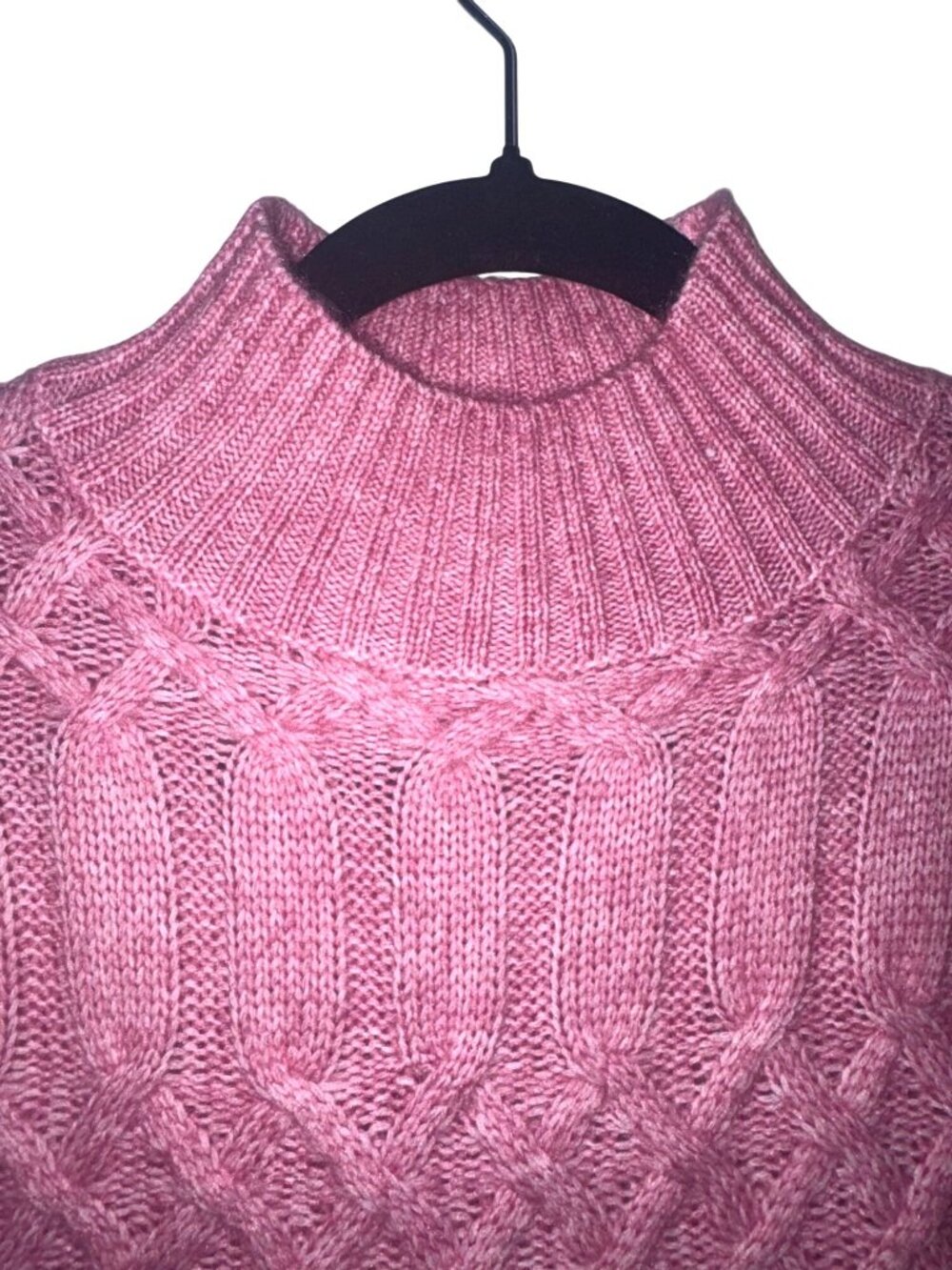 Derek Heart Womens Pink Cable-Knit Cropped Sweater Mock Neck Size M Polyester Bl - Picture 8 of 8